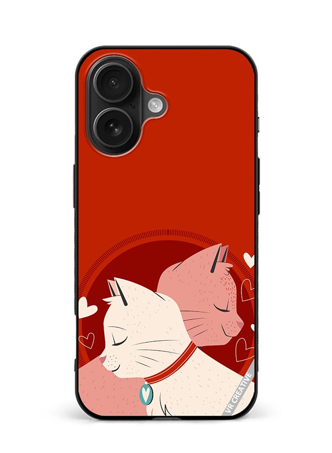 Protective Case Cover For Apple iPhone 16 Love Cats Design Multicolour