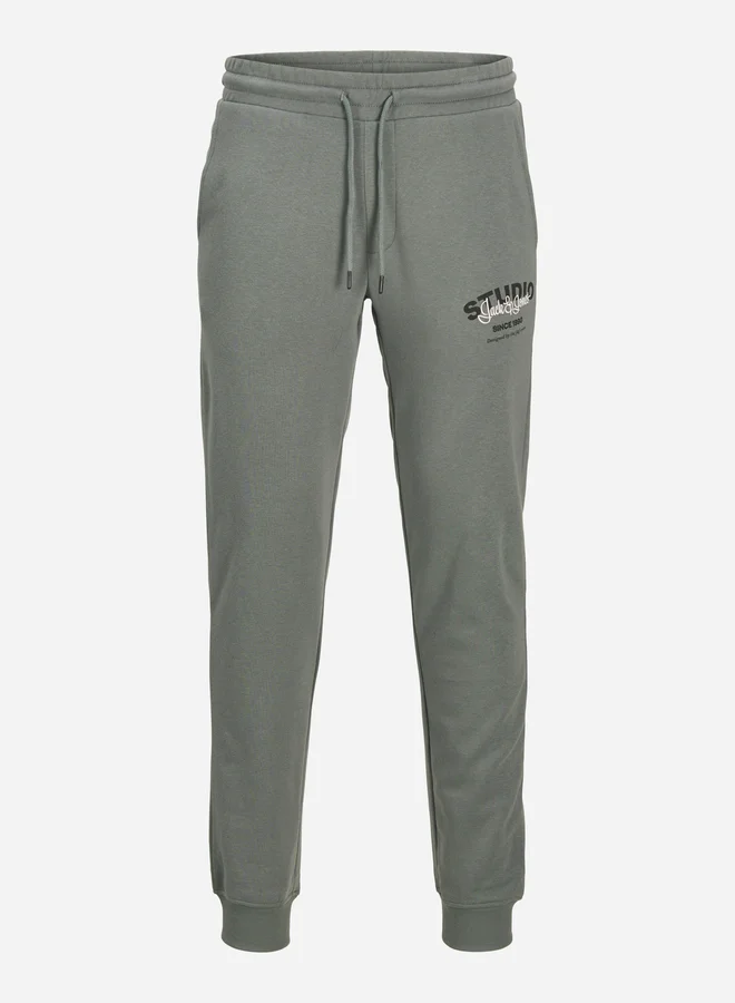 JACK & JONES Charcoal Printed Cuffed Joggers