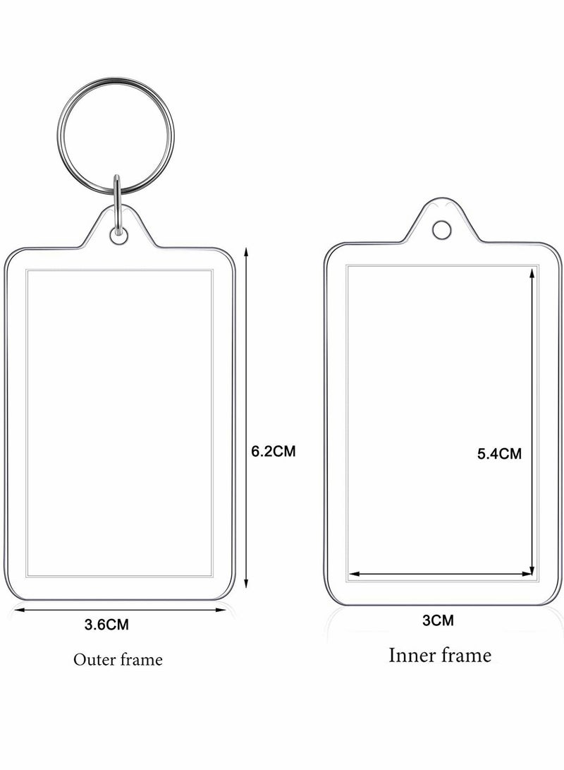 Acrylic Photo Frame Keychain Holder, 50 Pieces Insert Keychain, Clear Picture Keychains Key Chain, Snap-In Custom Keyring for DIY Projects - Image 5