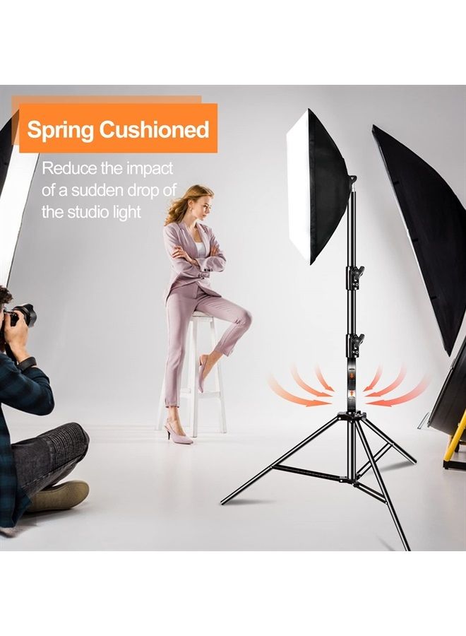 EMART Heavy Duty Light Stand 8.5ft, Spring Cushioned, Aluminum Alloy Construction, Photo Video Studio Tripod Stand with Carrying Bag for Photography Lighting, Softbox, Flash (2 Pack) - Image 2