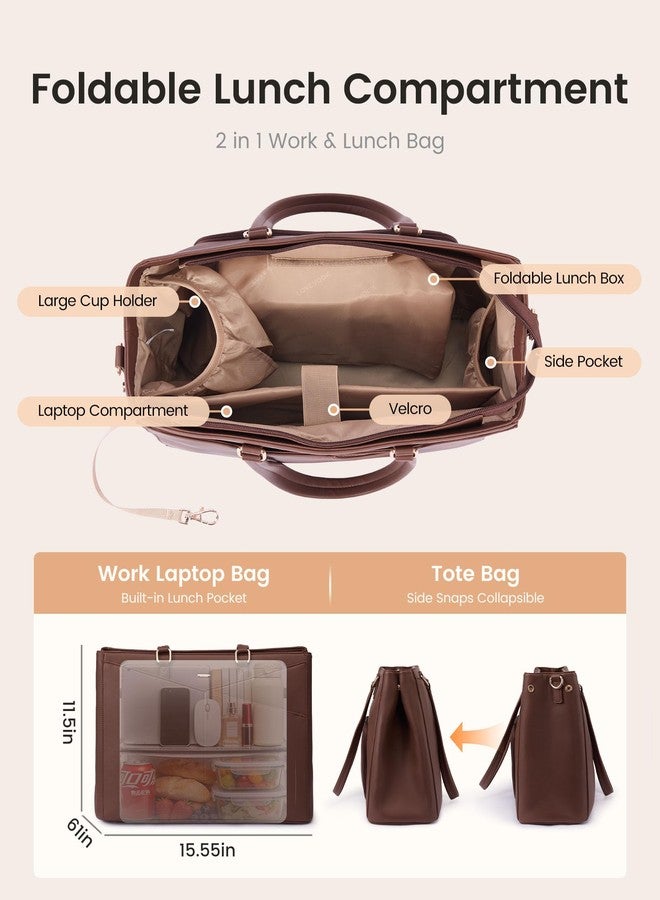 LOVEVOOK Lunch Tote Bag for Women, Laptop Bag for Work with Insulated Lunch Compartment 15.6 Inch 2 in 1 Lunch Tote Large Capacity Computer Handbag for Work, Teacher, Nurse, Office, Casual - Image 4