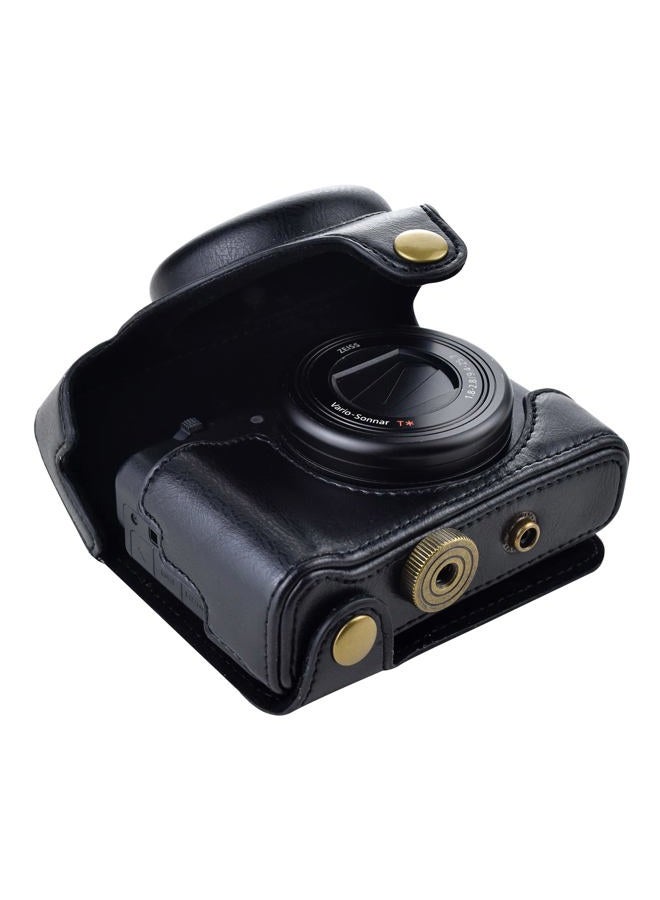 Rieibi حافظة ZV1 - حافظة كاميرا جلدية PU عتيقة لكاميرا سوني ZV1 ZV-1 DSLR - حافظة واقية ZV-1 - سوداء - Image 5