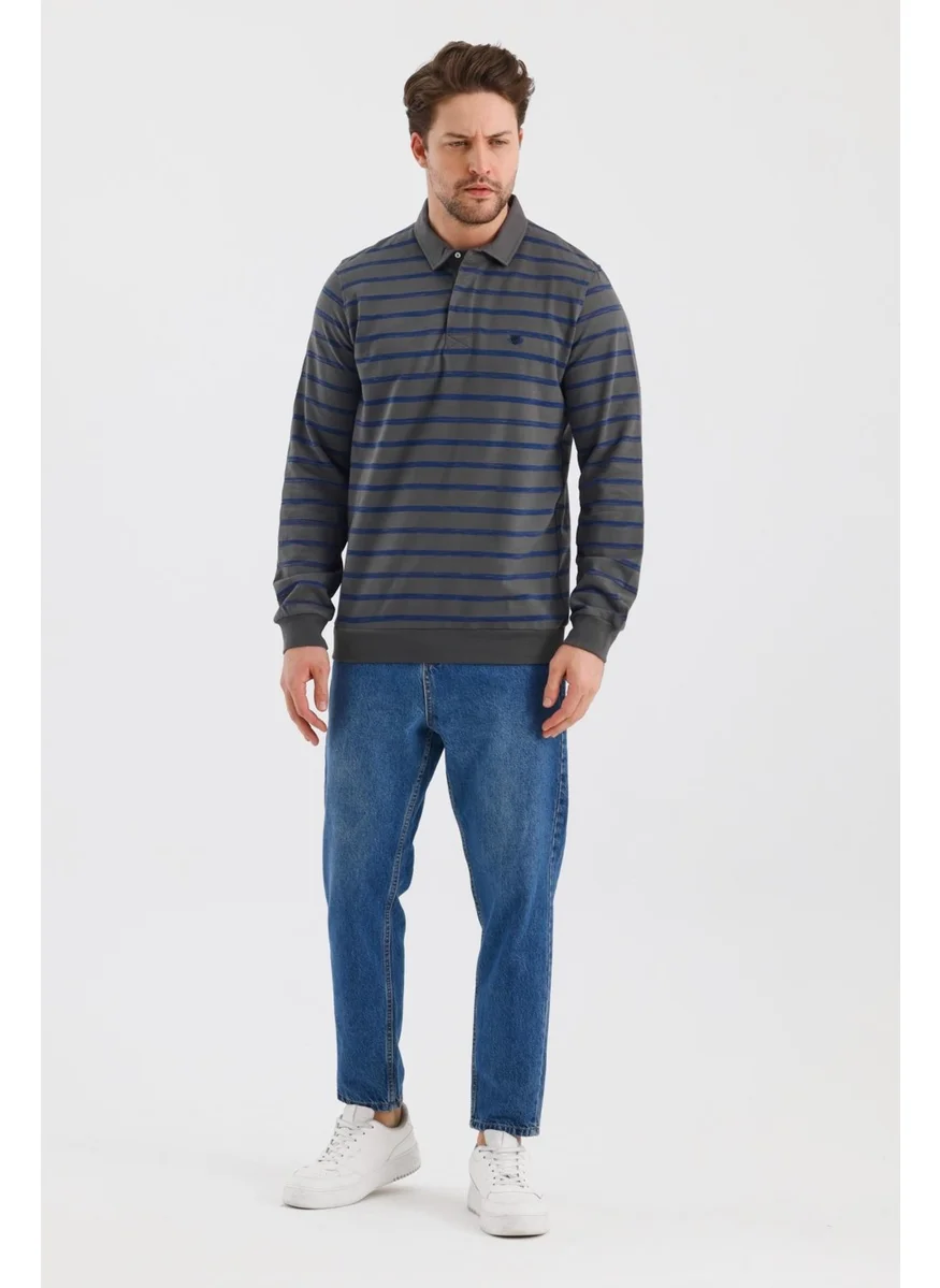 الكسندر جاردي Polo Collar Striped Regular Fit Sweatshirt (WK25214)
