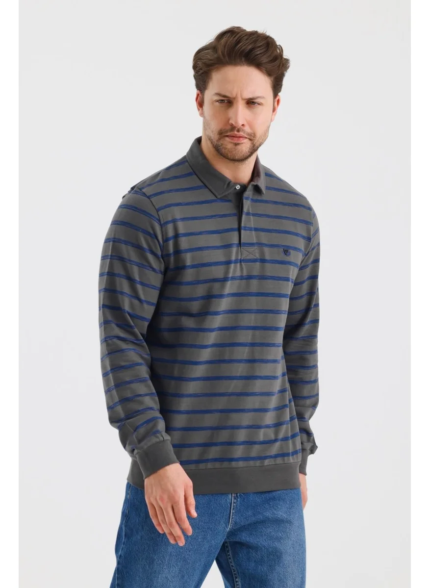 الكسندر جاردي Polo Collar Striped Regular Fit Sweatshirt (WK25214)