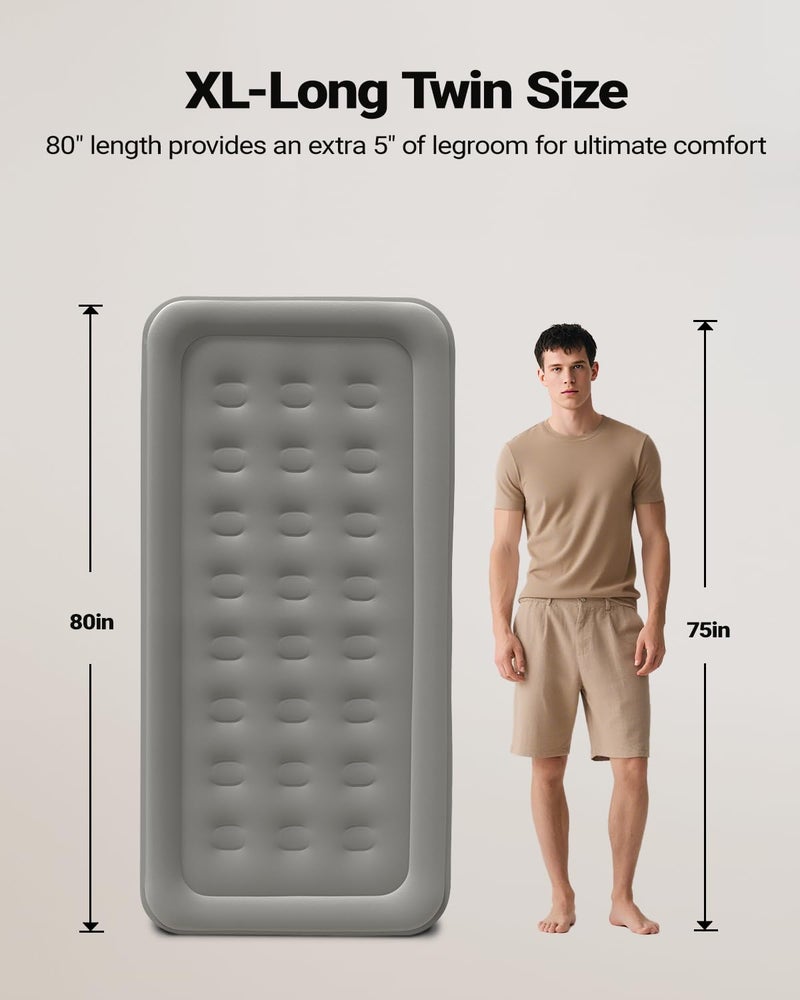 iDOO Twin XL Air Mattress Built in Pump, Upgraded Inflatable Blow up Mattress, 2-Min Twin Size Air Mattress for Home Guest, 80'' Extra Long Air Bed with Carry Bag, Colchon Inflable - Image 2
