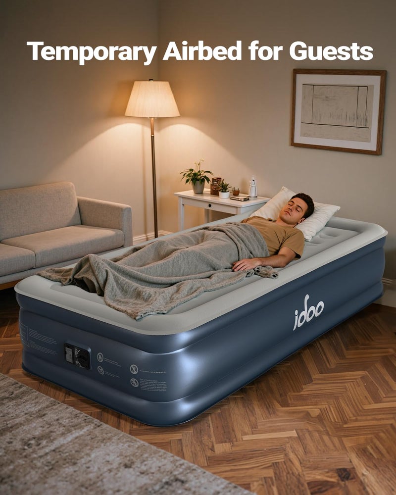 iDOO Twin XL Air Mattress Built in Pump, Upgraded Inflatable Blow up Mattress, 2-Min Twin Size Air Mattress for Home Guest, 80'' Extra Long Air Bed with Carry Bag, Colchon Inflable - Image 4