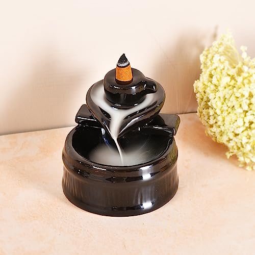 Craftam Ceramic Big Size Shivling Shiv Backflow Smoke Fountain Incense Holder for Home Decor Gifts with 30 Fragrances Cones by Craftam - Image 2