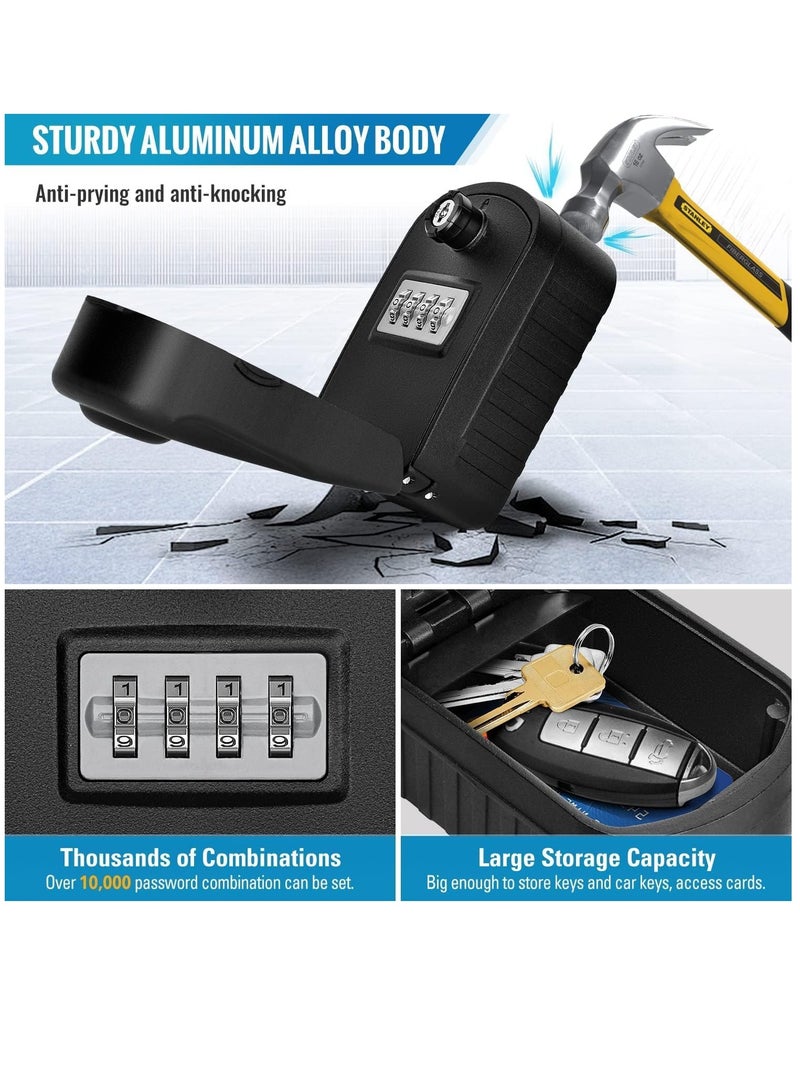 Zikra Key Lock Box Extra Large, 4 Digit Lock and Spare Key Combination Key Safe Box Wall Mounted for Outdoor, Waterproof Key Storage Box Cabinets for Home Office Garage School Black - Image 3