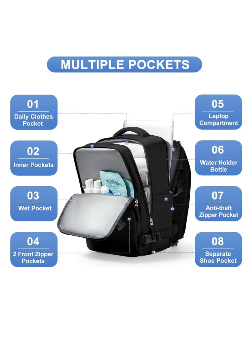 WALALLA Extra Large Waterproof Travel Backpack, Business Weekender Luggage Backpack, Computer Bag, Hiking Bag, School Bag with Shoe Compartment, Wet Pocket, USB Interface - Image 2