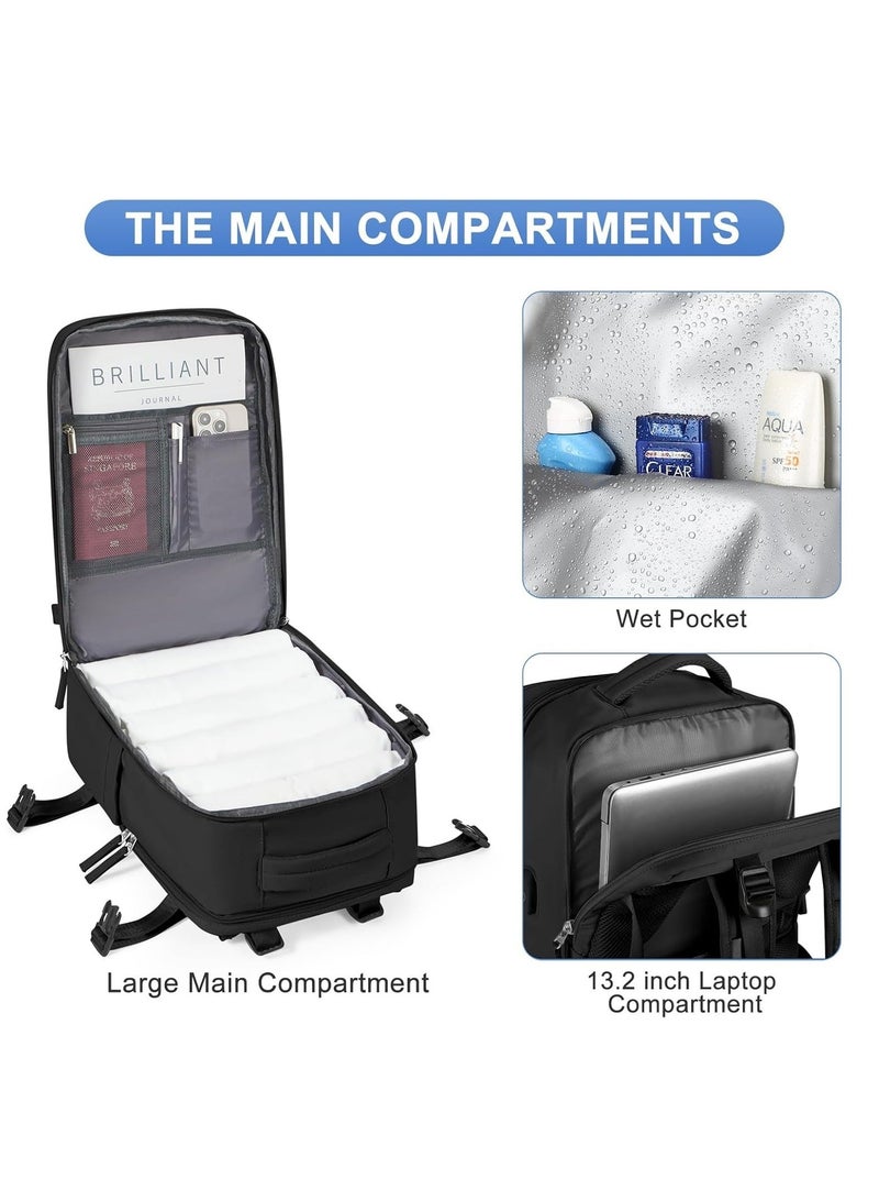 WALALLA Extra Large Waterproof Travel Backpack, Business Weekender Luggage Backpack, Computer Bag, Hiking Bag, School Bag with Shoe Compartment, Wet Pocket, USB Interface - Image 3
