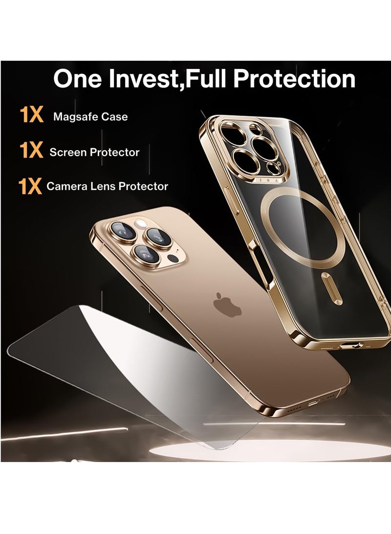 ELTRAZONE حافظة تيتانيوم شفافة لجهاز آيفون 16 بلس – غلاف TPU ناعم لامع معدني مع واقي شاشة وحماية كاملة للكاميرا، متوافق مع MagSafe – أسود - Image 2