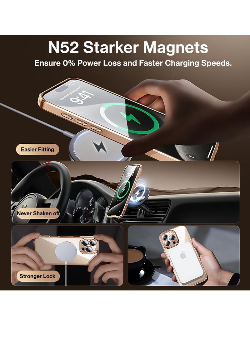 ELTRAZONE حافظة تيتانيوم شفافة لجهاز آيفون 16 بلس – غلاف TPU ناعم لامع معدني مع واقي شاشة وحماية كاملة للكاميرا، متوافق مع MagSafe – أسود - Image 3