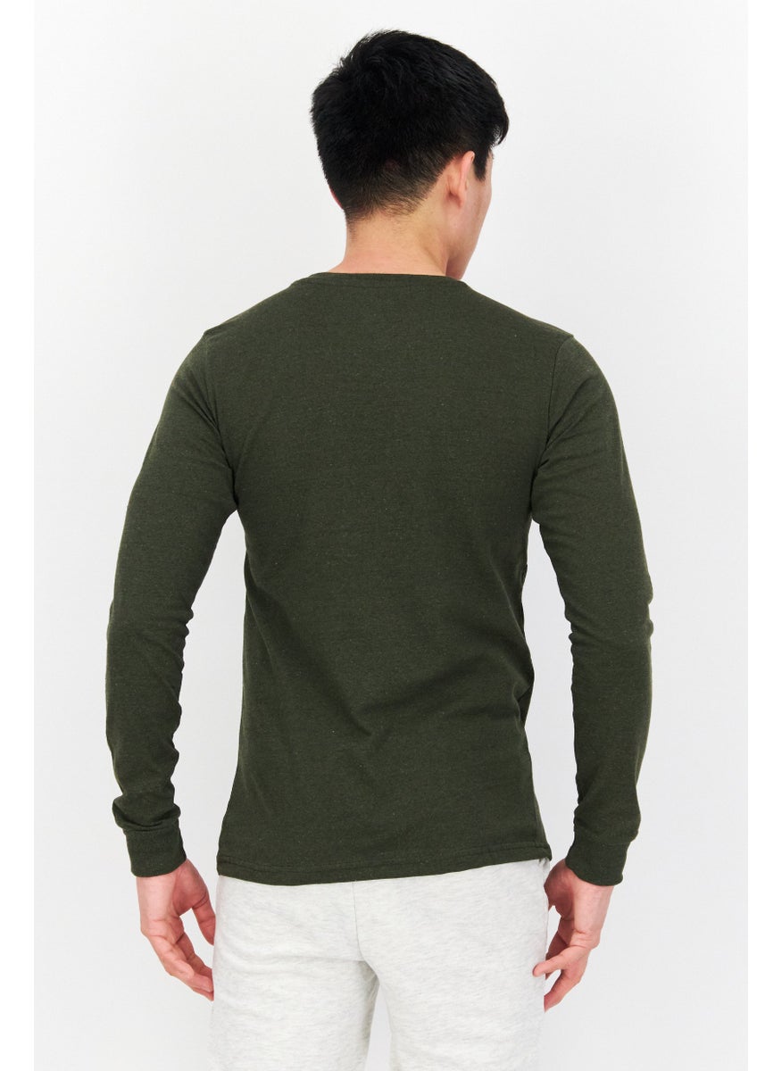 Outdoor Life - Men V Neck Solid Sweater, Dark Olive - Image 1
