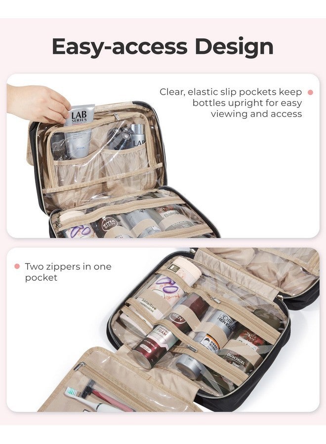 BAGSMART Travel Toiletry Bag With Jewelry Organizer, Hanging Travel Bag For Toiletries, Makeup Cosmetic Bag Organizer, Carry-On Travel Accessories Essentials, Pink-L - Image 4