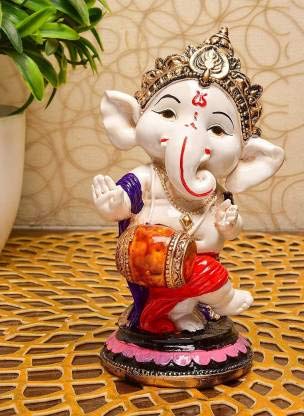 HC VILLA Handicrafts Villa Dancing Ganesh Idol | Dholak Ganpati Bappa Murti | Vighnaharta Vinayaka Showpiece for Car Dashboard, Home & Office Décor | Gajanan Statue for Pooja & Gifting (Standard, Polyresin) - Image 3