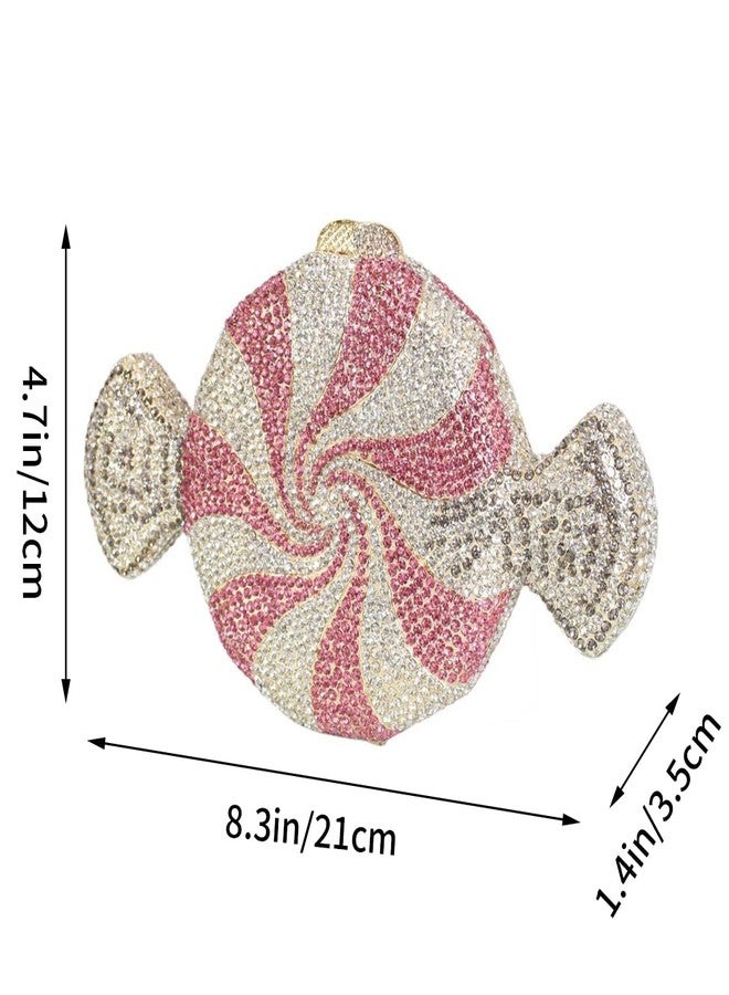 DEBIMY Candy Shape Clutch Purse Shining Crystal Evening Bags Luxury Rhinestone Handbags for Prom Cocktail Party Pink - Image 2