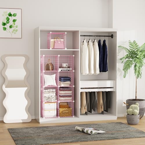 C&AHOME Wire Cube Storage, 9 - Cube Organizer Metal C Grids, Modular Shelves Units, Closet Organizer, Ideal for Home, Office, Living Room, 36.6”L x 12.4”W x 48.4”H, Pink UWCS3009P - Image 4
