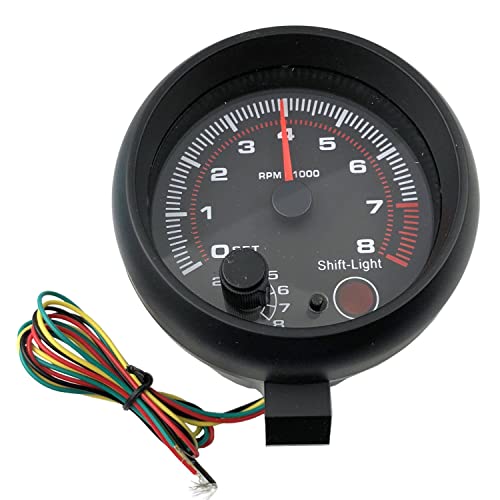 DEVMO Inch Car Tachometer Tacho Gauge Meter 0-8000 12V RPM with Black Background - Image 3