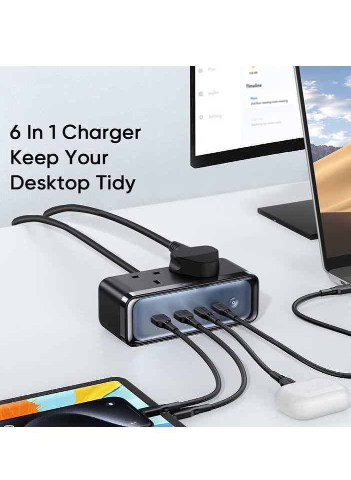 459 70w Pps Pd3.0 Qc4.0 Extension Lead Cord 2ac Outlet Universal Socket Uk Travel Power Strip With 2 Usb 2 Type C - Image 2