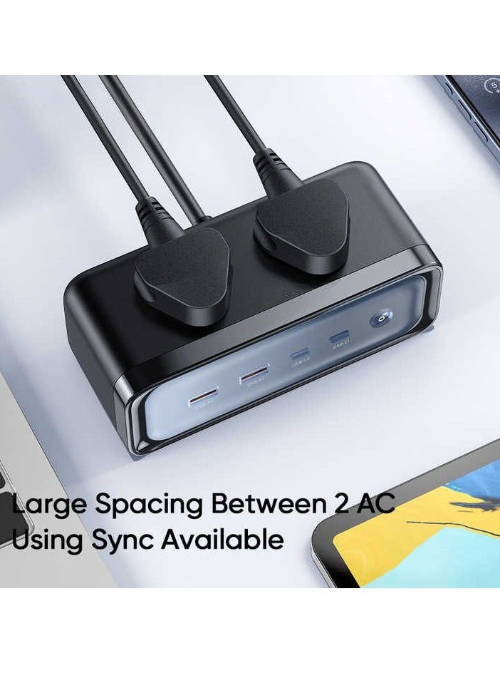 459 70w Pps Pd3.0 Qc4.0 Extension Lead Cord 2ac Outlet Universal Socket Uk Travel Power Strip With 2 Usb 2 Type C - Image 3