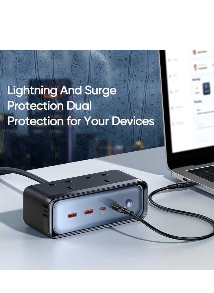 459 70w Pps Pd3.0 Qc4.0 Extension Lead Cord 2ac Outlet Universal Socket Uk Travel Power Strip With 2 Usb 2 Type C - Image 5