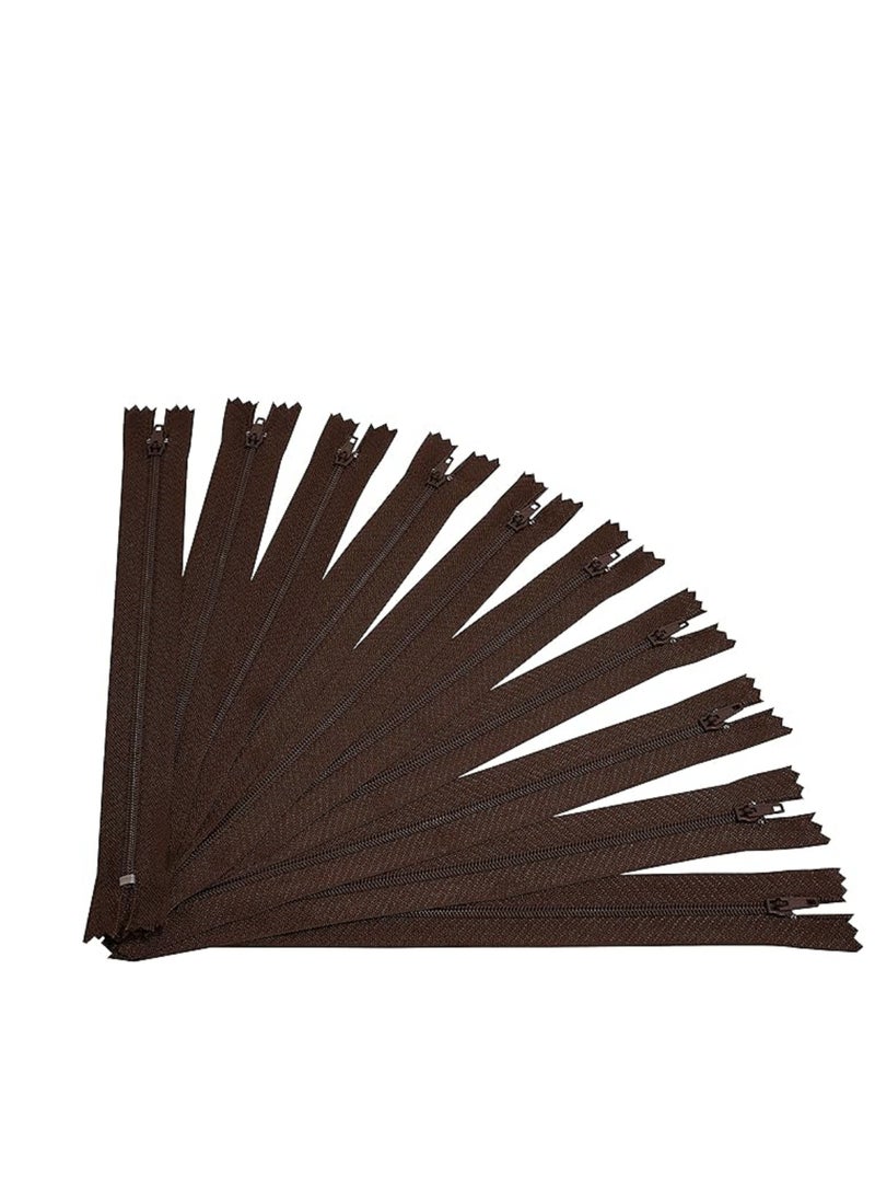 Generic - Set of 10 Spiral Zipper N°3 Non separable 20 cm Nylon Metal self locking slider  Moka Color  Sewing Clothing - Image 1