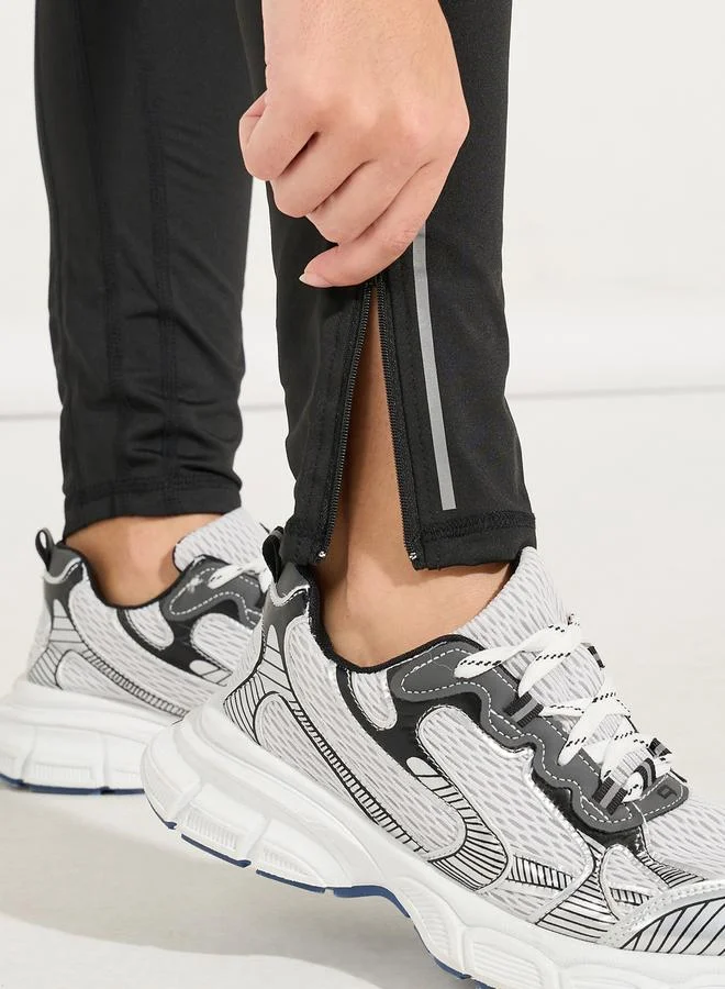 Styli Reflective Ankle Zip Detail Side Pocket Leggings