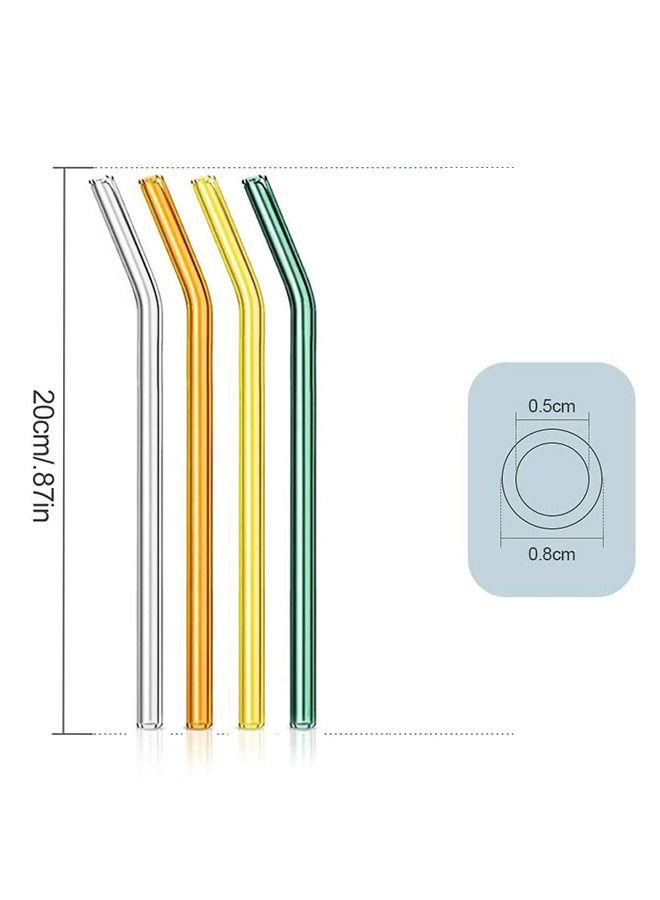 4 Pcs Reusable Glass Straws with Cleaning Brushes, BPA Free Food grade Bent Glass Drinking Straws, Multipurpose Straw for Smoothies Milkshakes Juice (Colorful)  - Image 2