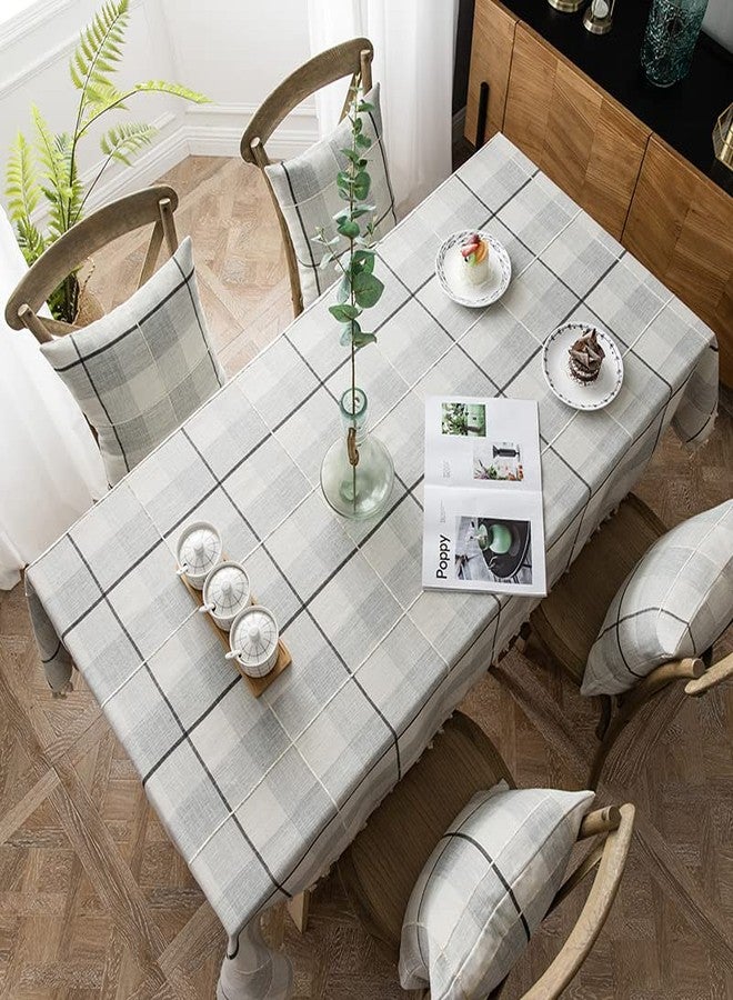 Neelvin Farmhouse Tablecloth Stitching Tassel Buffalo Plaid Cotton Linen Table Cloth Fabric Wrinkle Free Washable Waterproof Table Cover for Kitchen Dinning - Image 3