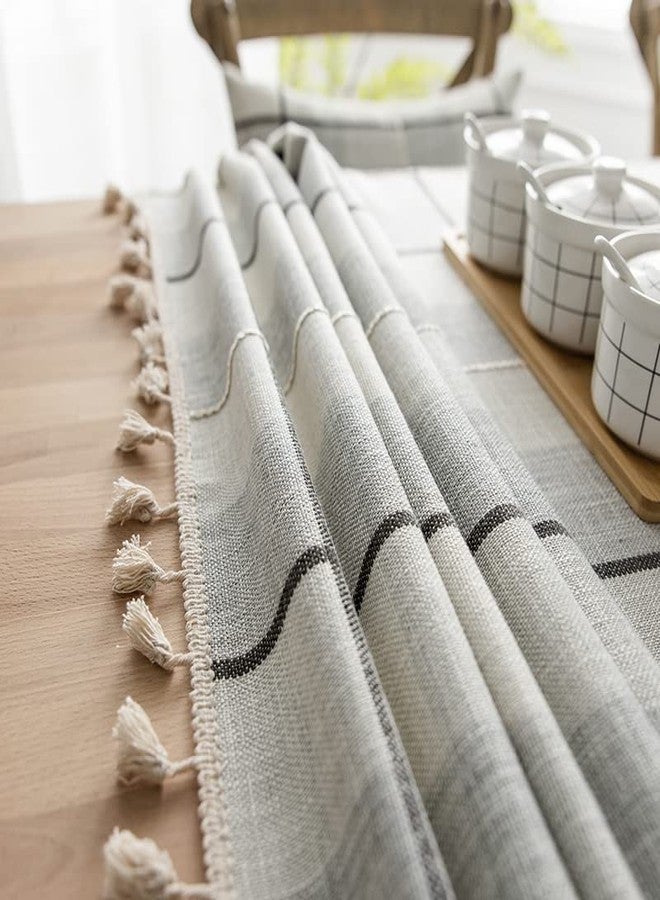 Neelvin Farmhouse Tablecloth Stitching Tassel Buffalo Plaid Cotton Linen Table Cloth Fabric Wrinkle Free Washable Waterproof Table Cover for Kitchen Dinning - Image 5