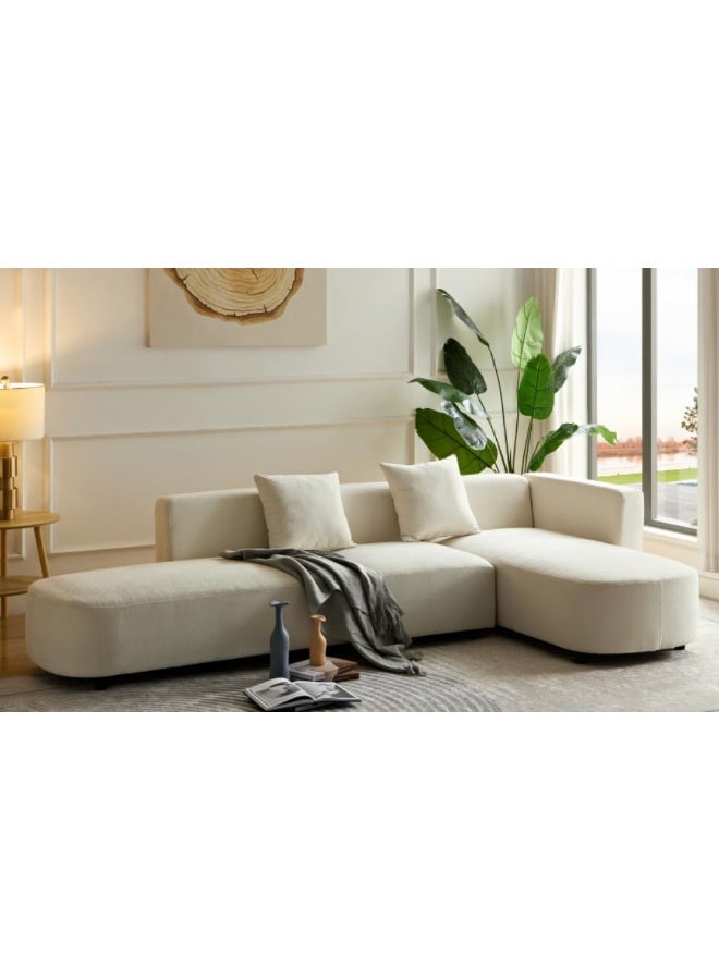 Comfynest طقم أريكة زاوية على شكل L لغرفة المعيشة مع مقاعد واسعة – 280x63cmx155cm (بيج، مواجهة لليسار) - Image 1