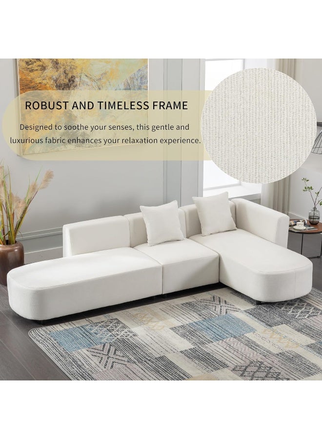 Comfynest طقم أريكة زاوية على شكل L لغرفة المعيشة مع مقاعد واسعة – 280x63cmx155cm (بيج، مواجهة لليسار) - Image 4