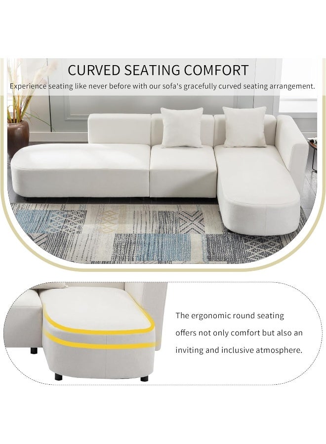 Comfynest طقم أريكة زاوية على شكل L لغرفة المعيشة مع مقاعد واسعة – 280x63cmx155cm (بيج، مواجهة لليسار) - Image 5