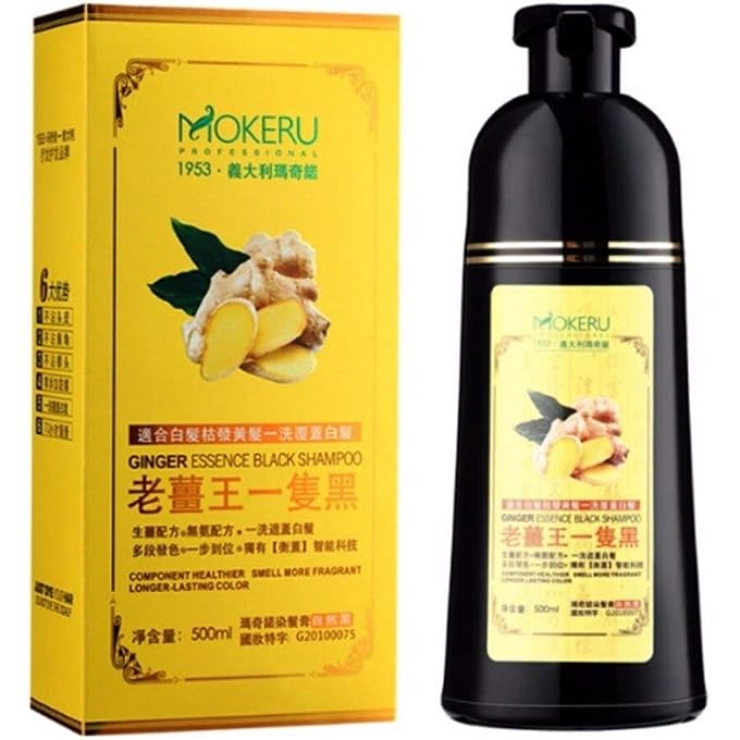 MOKERU Ginger Black Hair Shampoo Organic Pure Natural Dye 500 ML - Image 3