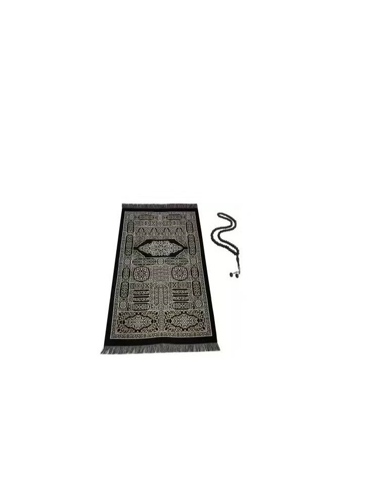 في آي بي سجادة صلاة فاخرة بكعبة الكعبة أسود 110x70 سم