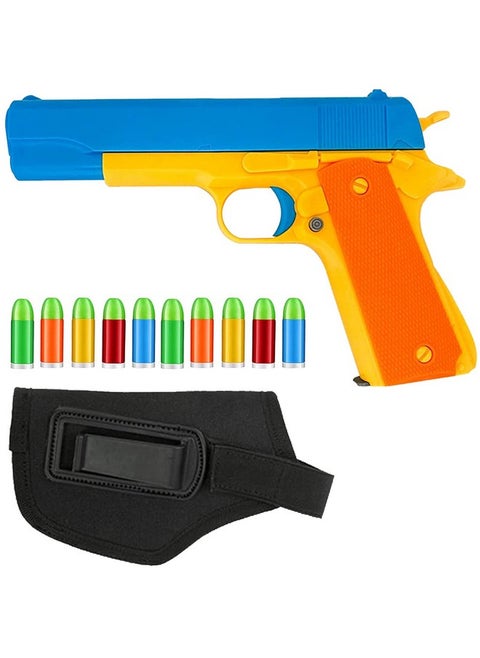 Colt 1911 Toy Gun With 10 Colorful Soft Bullets Ejecting Magazine And Pull Back Action Blue