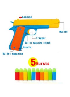 Pinovk Colt 1911 Toy Gun With 10 Colorful Soft Bullets Ejecting Magazine And Pull Back Action Blue  - Image 5