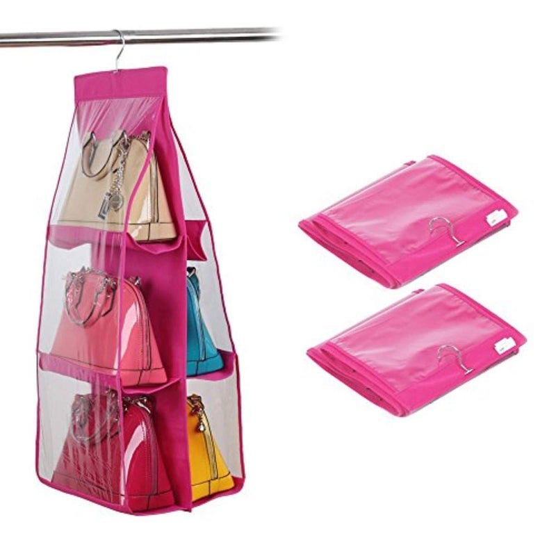 Peyx Peyx 6 Pocket Foldable Hanging Purse Handbag Organizer for Storage ladies women Large Clear hand bag storage organizerTransparent Purse Bag Collection Storage Holder Wardrobe - Image 4