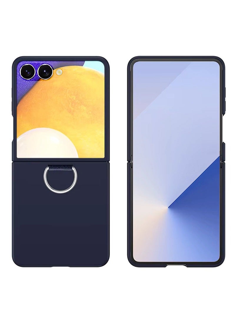 Case Up حافظة حزام متوافقة مع سامسونج جالاكسي زد فليب 7 بحجم 6.9 بوصة، سيليكون سائل فاخر مع حامل حلقة [مضادة للخدش ناعمة] غلاف هاتف واقي رفيع مضاد للصدمات لسامسونج جالاكسي زد فليب 7 2025، أزرق داكن