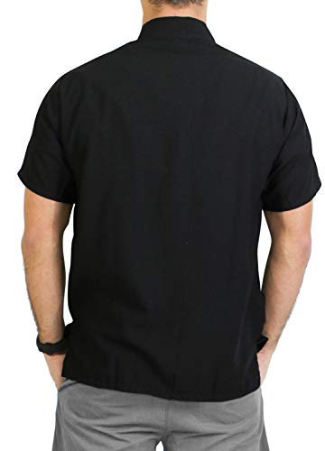 LA LEELA Mens Short Sleeve Button Down Solid Shirt Casual Camp Shirts for Men Summer Beach Business Vacation Work Shirt Tees with Pocket L Black Plain - Image 3