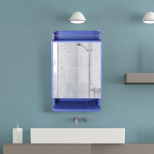 CIPLA PLAST Rich Look Bathroom Cabinet with Mirror | Storage Organiser | Strong Plastic Bathroom Shelves Wall Mounted | Bathroom Accessories| Mirror Cabinet- (Made in India) (Blue) - Image 4