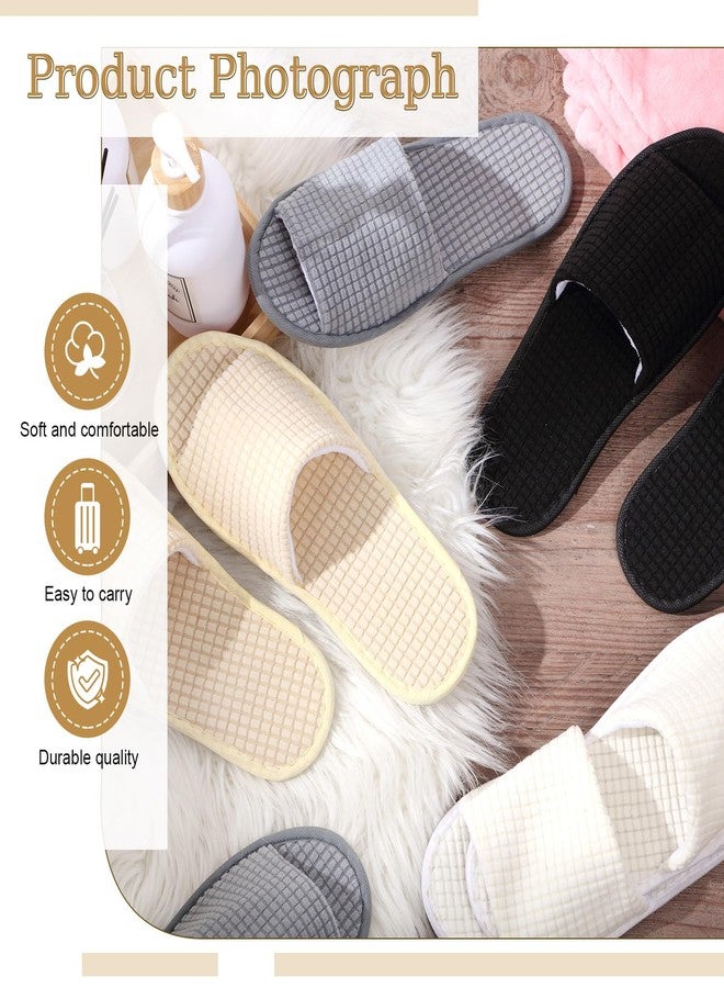 Bunnycool 12 Pairs Disposable Slippers for Guests Open Toe Spa Slippers Bulk Disposable Sandals Soft Fleece for Man Women Spa Hotel Wedding Shoeless Home, Black, One size - Image 4