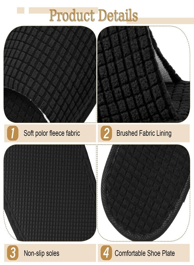 Bunnycool 12 Pairs Disposable Slippers for Guests Open Toe Spa Slippers Bulk Disposable Sandals Soft Fleece for Man Women Spa Hotel Wedding Shoeless Home, Black, One size - Image 3