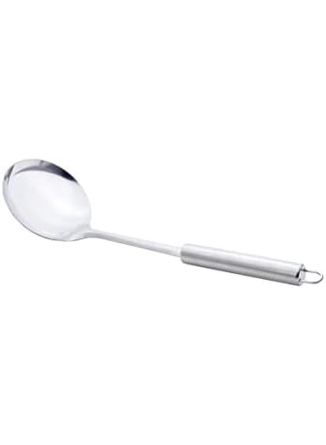 كويزين أرت مغرفة مرق من الفولاذ المقاوم للصدأ، مغرفة صلصة مرق فضية اللون، مغرفة حساء رائعة، مغارف صلبة وقوية لتقديم ملعقة صلصة مغرفة لتحريك مغارف المطبخ - Image 4