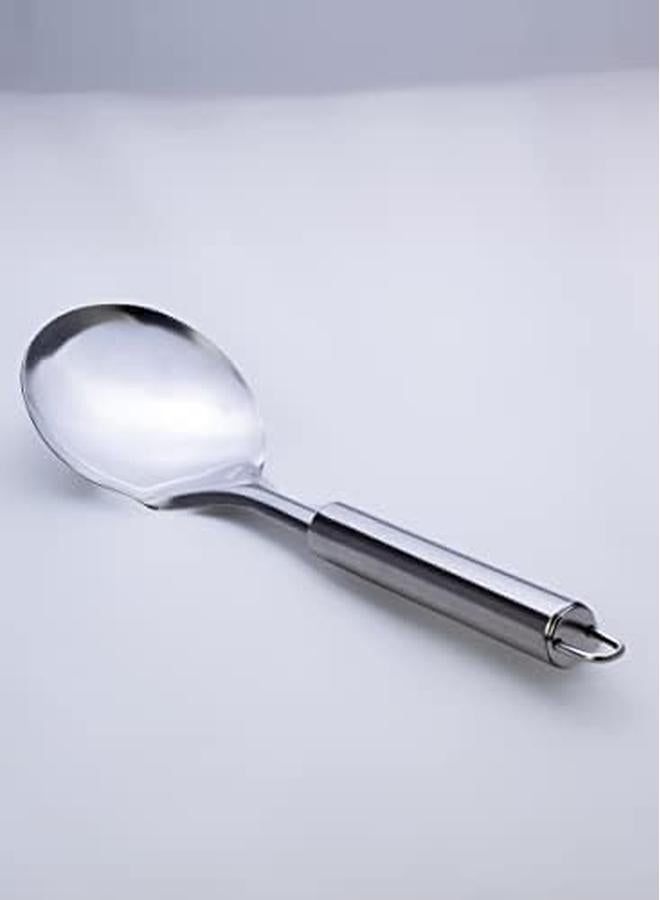 كويزين أرت مغرفة مرق من الفولاذ المقاوم للصدأ، مغرفة صلصة مرق فضية اللون، مغرفة حساء رائعة، مغارف صلبة وقوية لتقديم ملعقة صلصة مغرفة لتحريك مغارف المطبخ - Image 2