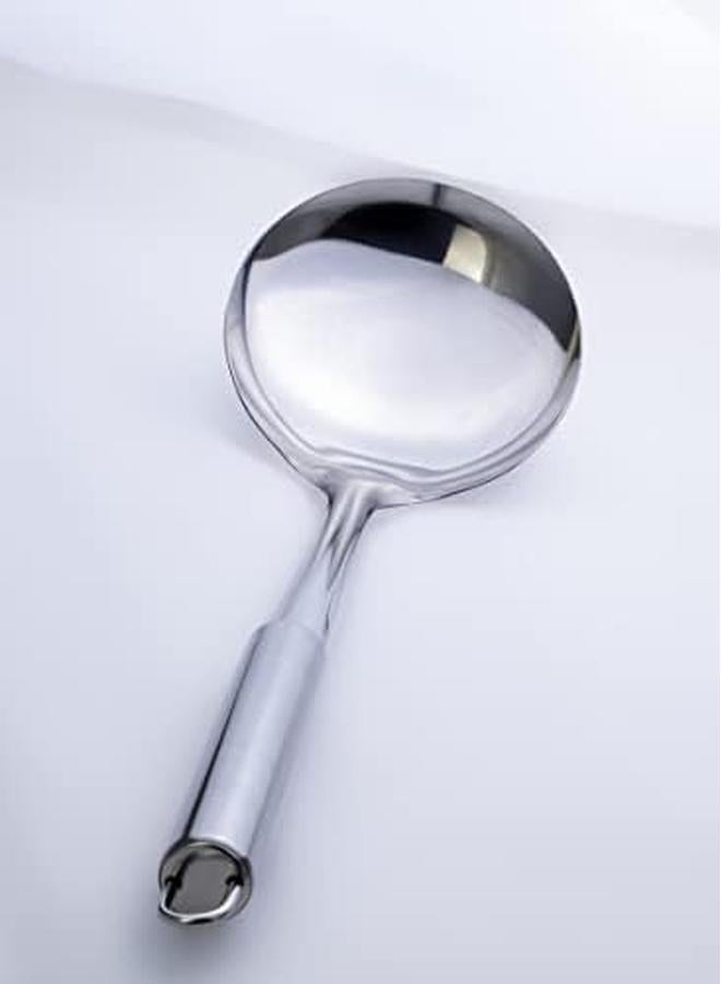 كويزين أرت مغرفة مرق من الفولاذ المقاوم للصدأ، مغرفة صلصة مرق فضية اللون، مغرفة حساء رائعة، مغارف صلبة وقوية لتقديم ملعقة صلصة مغرفة لتحريك مغارف المطبخ - Image 3