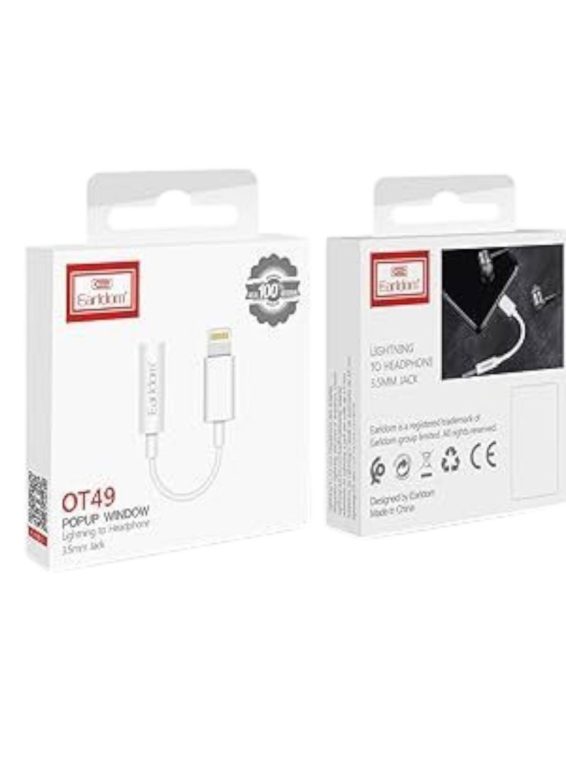 Earldom - Earldom ET-OT49 Lightning to 3.5mm Headphone Adapter - White - Image 1