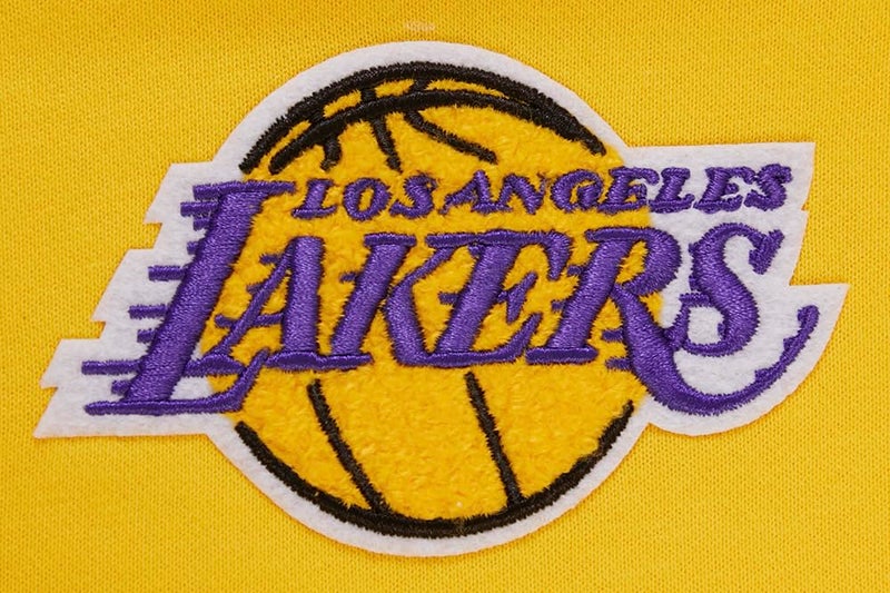 Pro Standard Womens NBA Los Angeles Lakers Classic Chenille Cropped Pullover Hoodie Yellow M - Image 5