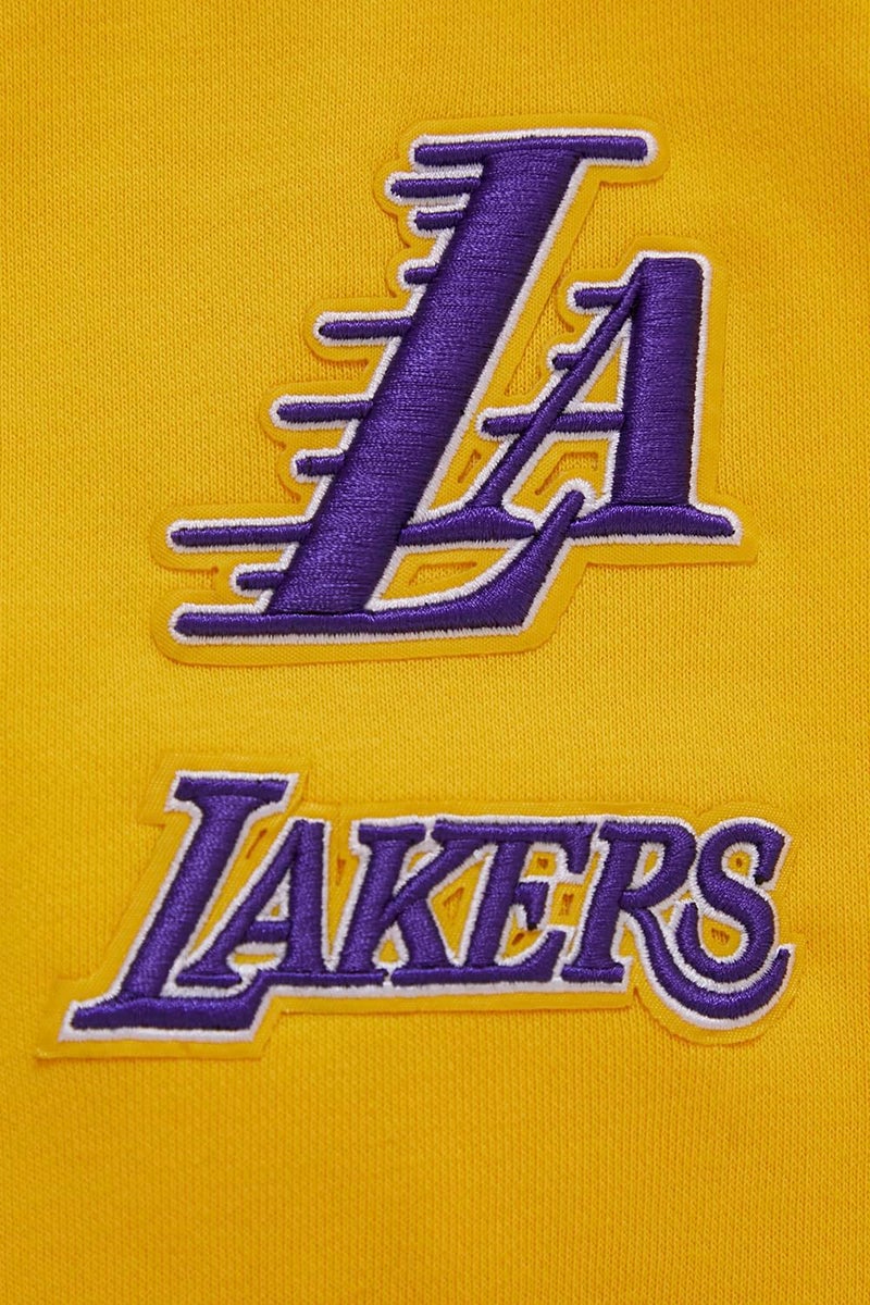 Pro Standard Womens NBA Los Angeles Lakers Classic Chenille Cropped Pullover Hoodie Yellow M - Image 2