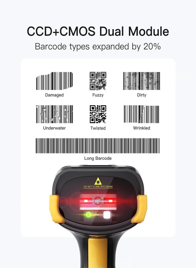 Inateck Bluetooth Barcode Scanner, 2D 1D Wireless Handheld Scanner, QR Code Scanner, Equipped with a Touchscreen and Smart Base, CMOS+CCD Dual modules, Larger scanning Range, Supports app SDK, P8. - Image 3